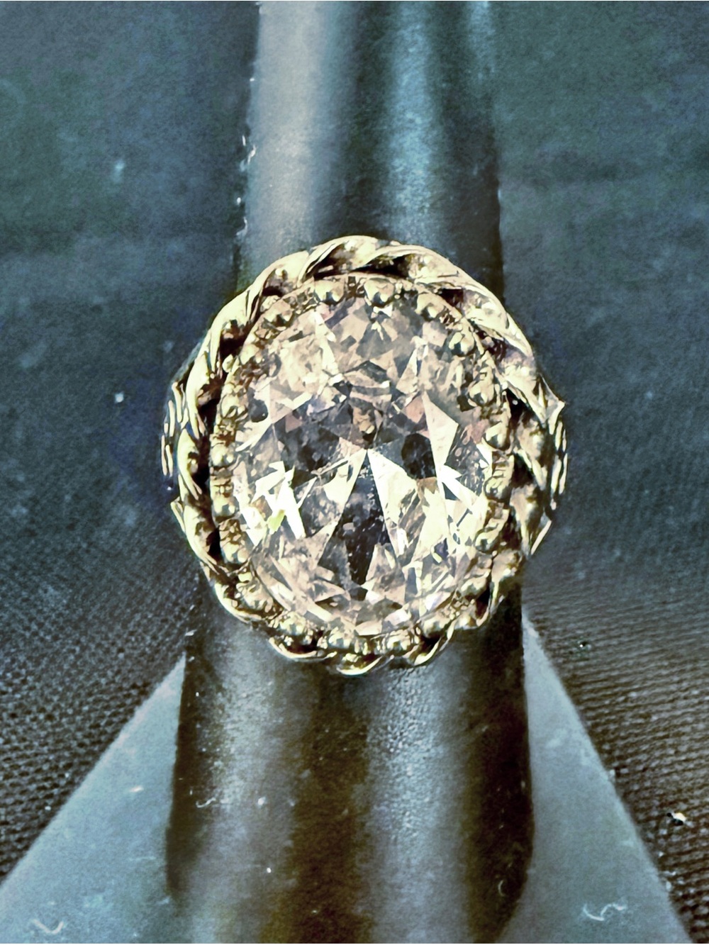 Clyde Duneier CID Sterling Silver Clear Quartz Filigree Ring Size 7 10.6g